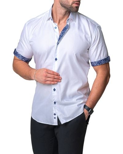 Maceoo Galileo Coup Short Sleeve Cotton Button-up Shirt - White