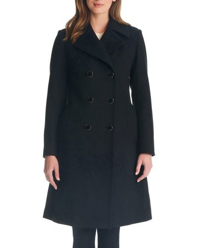 Kate Spade Double Breasted Wool Blend Coat - Blue