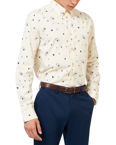 Ben Sherman Regular Fit Casino Print Cotton Button-down Shirt - Blue
