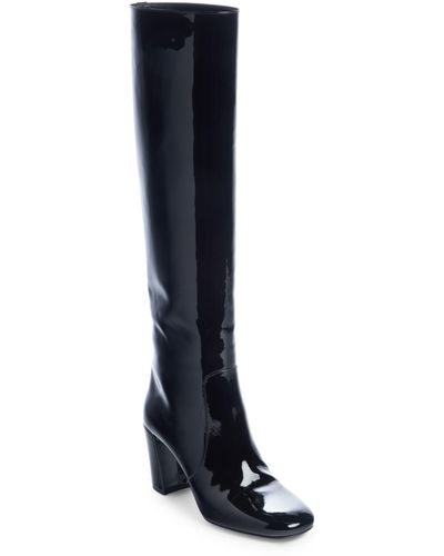 Saint Laurent Patent Leather Tall Boot - Black