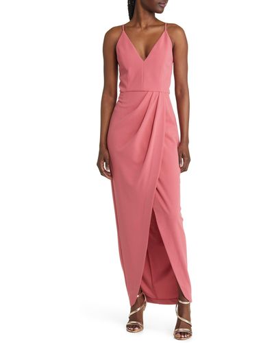 Wayf The Ines V-neck Tulip Gown - Red