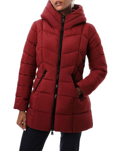 Bernardo Hooded Water Resistant Puffer Jacket - Red