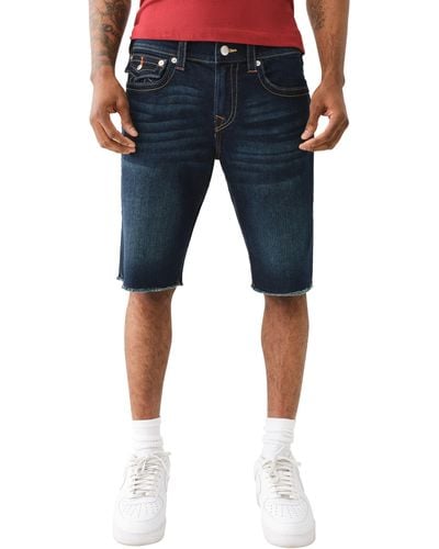 True Religion Ricky Big T Straight Leg Cutoff Shorts - Blue