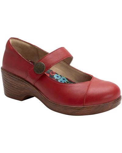 Alegria By Pg Lite Wedge Clog Sole Mary Jane Pump - Red