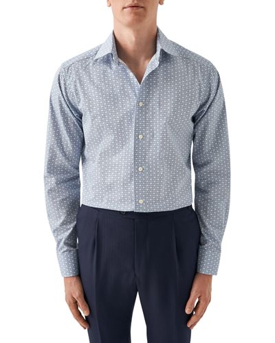 Eton Slim Fit Geometric Print Dress Shirt - Blue