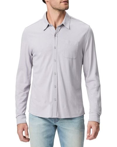 PAIGE Stockton Knit Button-up Shirt - Gray