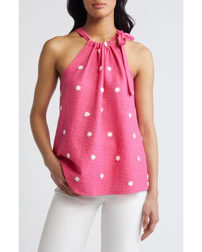 Loveappella Tie Shoulder Sleeveless Top - Pink