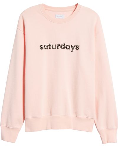 Saturdays NYC Bowery Cheetah Logo Graphic Sweatshirt - Pink