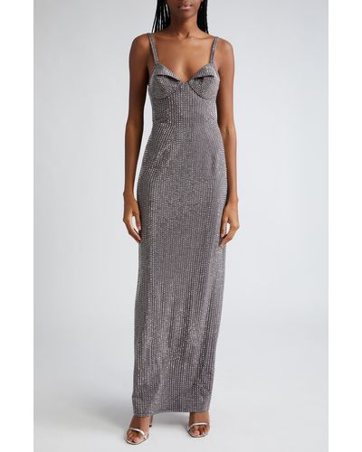 Area Crystal Embellished Ponte Jersey Gown - Purple