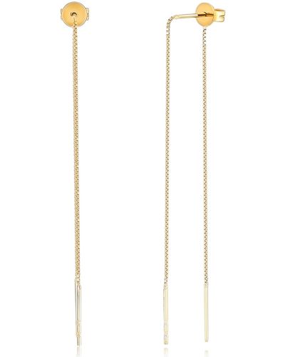 EF Collection Single Liquid Gold Threader Front/back Earring - White