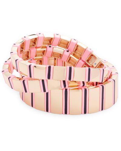 Roxanne Assoulin Well Tailored In Pink Set Of 3 Bracelets