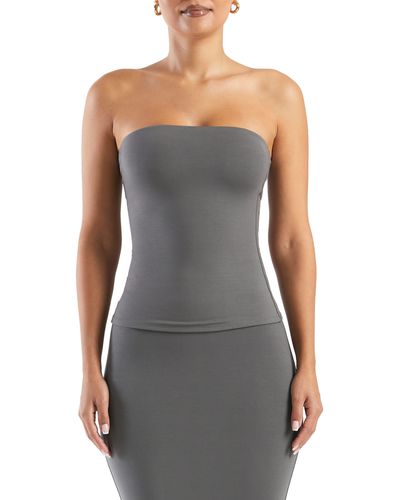 Naked Wardrobe Extra Butter Strapless Top - Gray