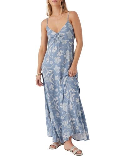 O'neill Sportswear Ainsley Floral Maxi Dress - Blue