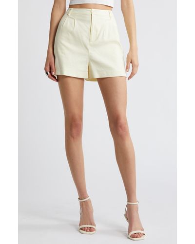 Open Edit High Waist Linen Blend Shorts - White