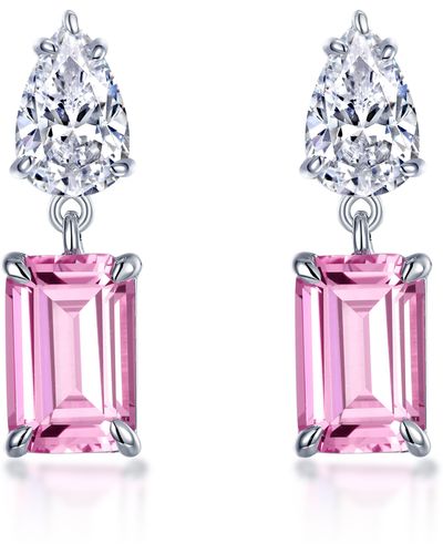 Lafonn Lab Created Sapphire Drop Earrings - Pink