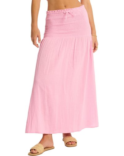 Sea Level Sunset Beach Cotton Gauze Cover-up Skirt - Pink
