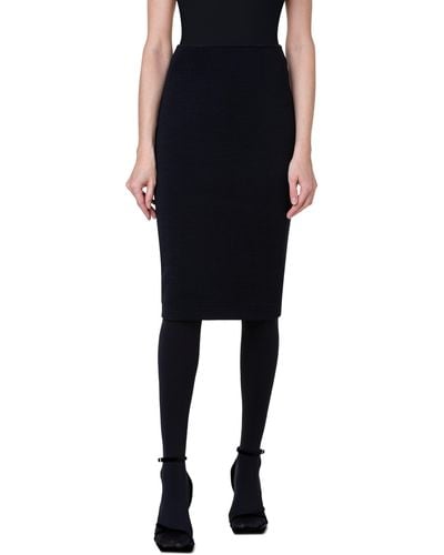 Akris Punto Stretch Wool & Cotton Blend Pencil Skirt - Black