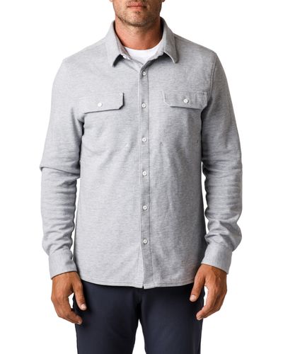 Western Rise Transit Knit Button-up Overshirt - Gray