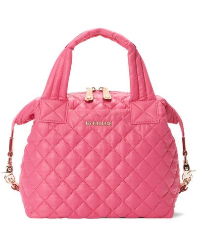 MZ Wallace Small Sutton Deluxe Quilted Nylon Crossbody Bag - Pink