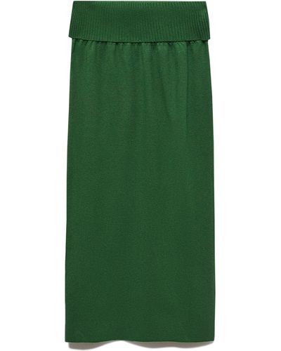 Mango Knit Midi Skirt - Green