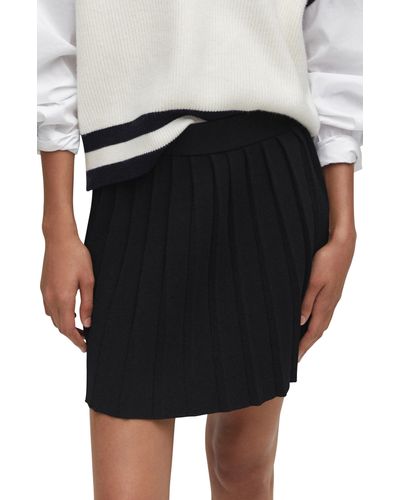 Mango Pleated Knit Miniskirt - Black