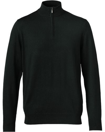 Charles Tyrwhitt Merino Wool Quarter Zip Sweater - Black