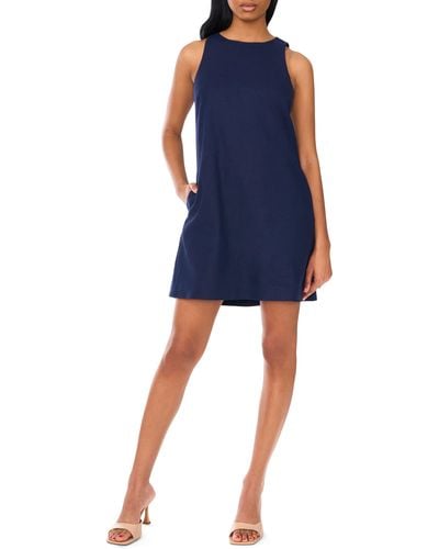 Halogen® Halogen(r) Sleeveless Linen Blend A-line Dress - Blue