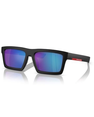 Prada 55mm Rectangular Sunglasses - Blue