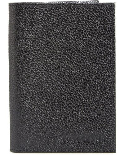 Longchamp Leather Passport Case - Black