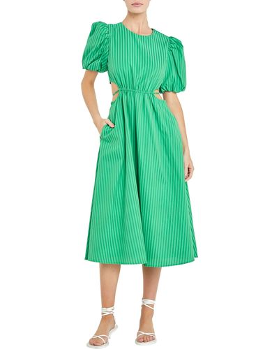 English Factory Stripe Cutout Dress - Green