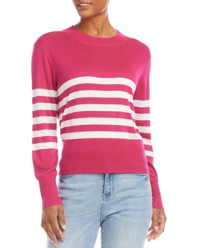 Karen Kane Stripe Crewneck Sweater - Red
