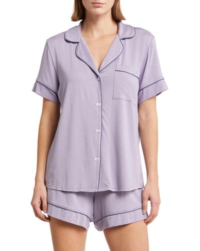 Eberjey Gisele Relaxed Jersey Knit Short Pajamas - Purple