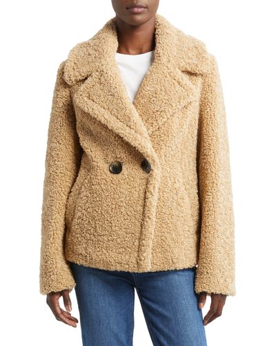 Sam Edelman Double Breasted Teddy Coat - Natural