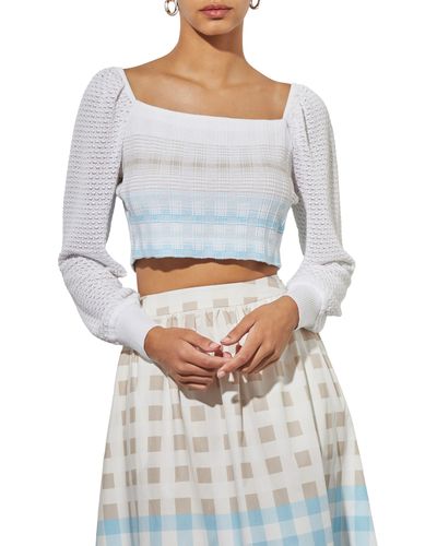 Ming Wang Square Neck Crop Sweater - Gray