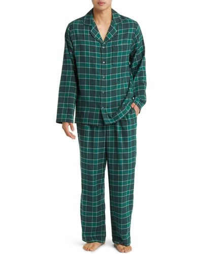Nordstrom Plaid Flannel Pajamas - Green