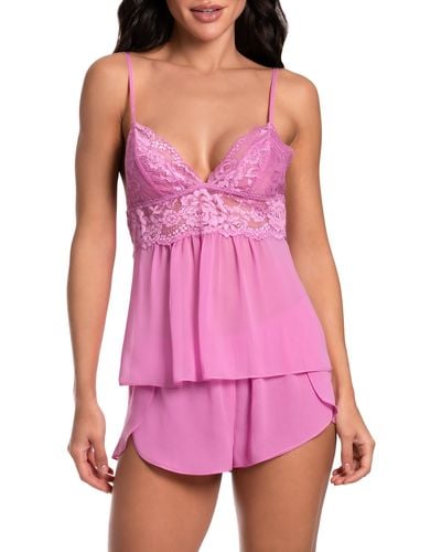 In Bloom Juliet Chiffon & Lace Short Pajamas - Pink