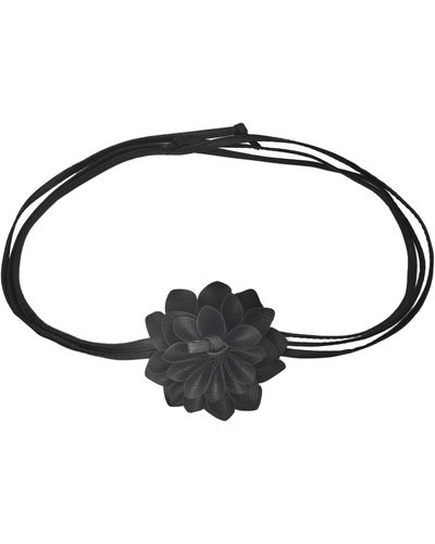 petit moments Lolita Flower Faux Leather Belt - Black