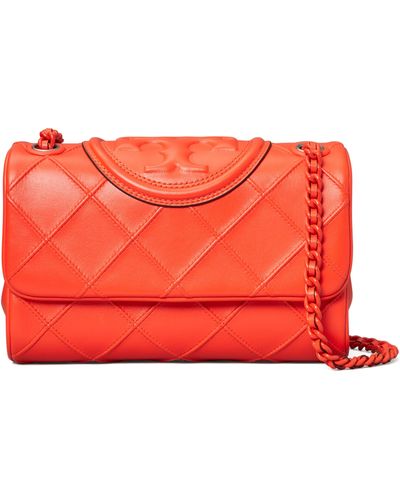 Tory Burch Small Fleming Soft Convertible Leather Shoulder Bag - Red