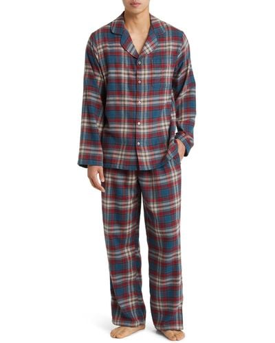 Nordstrom Plaid Flannel Pajamas - Blue