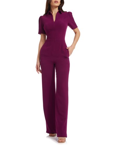 Dress the Population Gloria Front Zip Jumpsuit - Purple