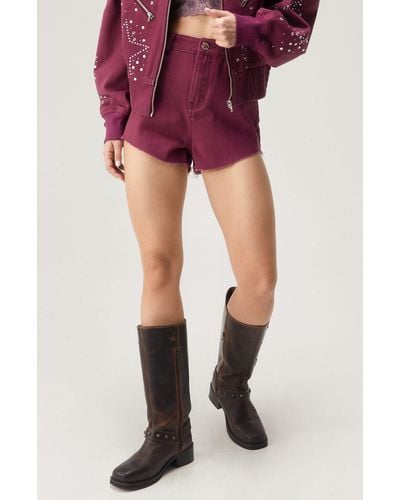 Nasty Gal Embellished Star Cutoff Denim Shorts - Purple