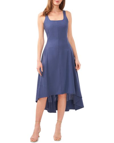 Halogen® Halogen(r) Seamed Linen Blend High-low Dress - Blue