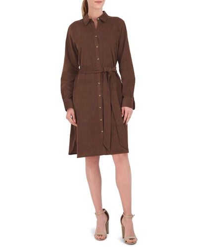 Foxcroft Rocca Long Sleeve Corduroy Shirtdress - Brown