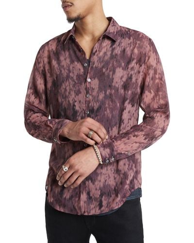 John Varvatos Bucks Slim Fit Floral Ikat Button-up Shirt - Red
