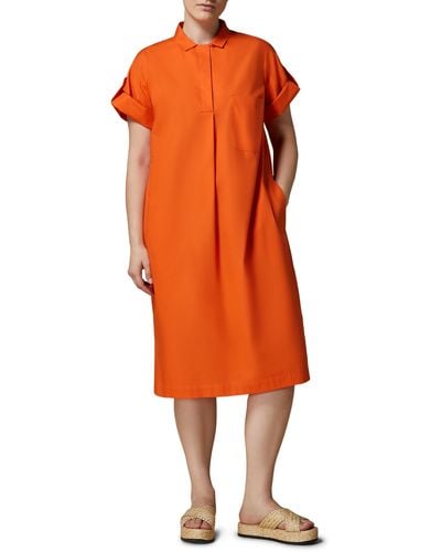 Marina Rinaldi Grazia Cotton Poplin Dress - Orange