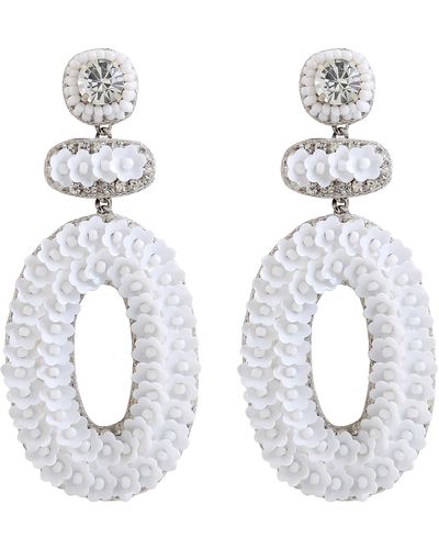 Deepa Gurnani Britt Floral Drop Earrings - White