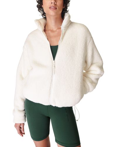 Sweaty Betty Canyon Front Zip High Pile Fleece Jacket - White