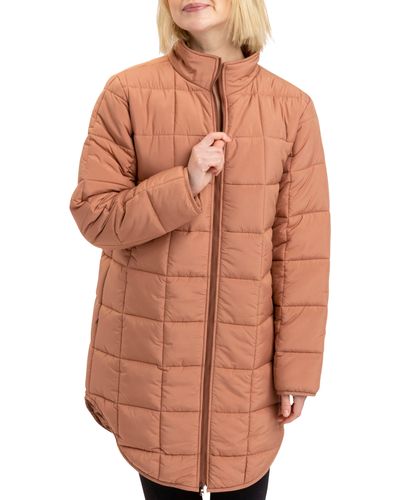 Threads For Thought Azima Packable Longline Puffer Jacket - Orange