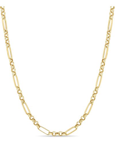 Zoe Chicco 14k Gold Paper Clip Station Chain Necklace - Metallic