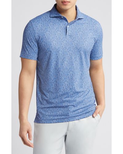 Peter Millar Fields Of Carlsbad Floral Performance Golf Polo - Blue